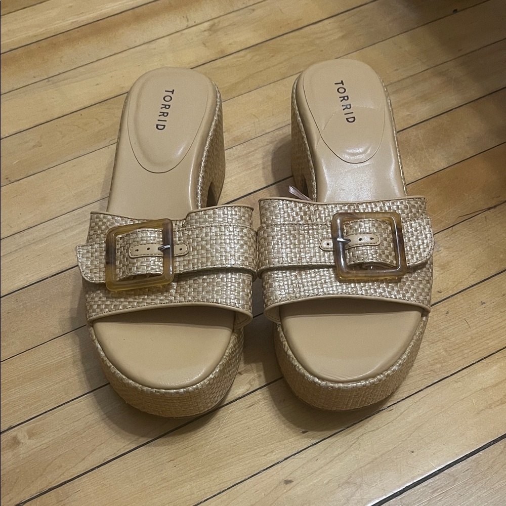 Torrid Gold Platform Slide Sandals